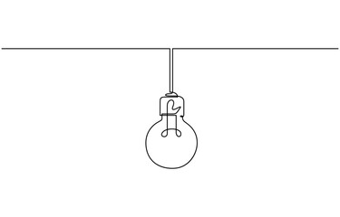 Continuous one line drawing of Light bulb in simple linear style. Editable stroke