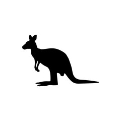 Simple kangaroo silhouette vector flat design on white background.
