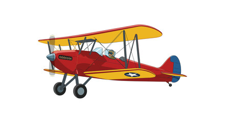 Classic red and yellow biplane aircraft soaring through the skies vintage aviation wonder silhouette