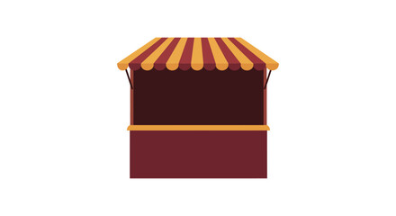 Isolated market stall displaying brown structure and striped canopy perfect for outdoor business silhouette