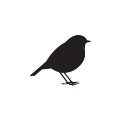 Obraz premium Bird robin silhouette vector flat design on white background.