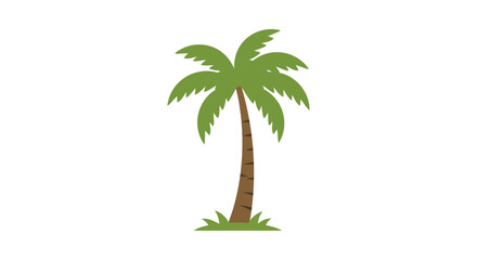 Vibrant green palm tree with lush fronds standing tall in tropical island scenery landscape silhouette