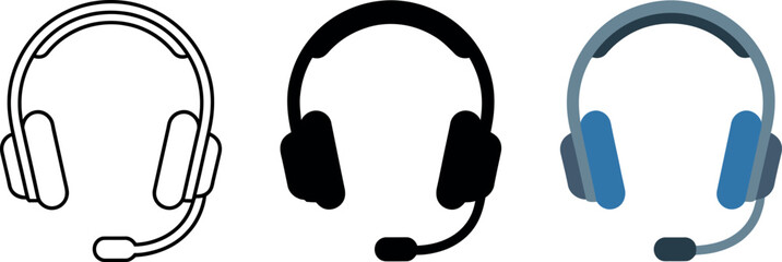 Headset Vector Icons for Customer Service Support and Communication Needs Illustrations