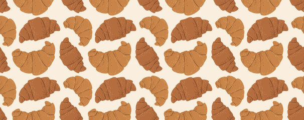 Seamless pattern of croissants. Perfect for bakery, cafe menu, and food packaging design.
