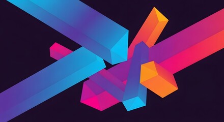 Abstract colorful gradient shapes intersecting in dynamic abstract design