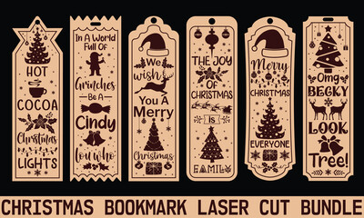Christmas bookmark laser cut bundle