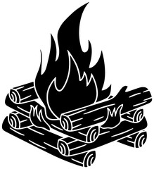 campfire illustration adventure silhouette nature logo fire icon travel outline camping bonfire outdoor tent vector forest vacation summer camp shape for vector graphic background