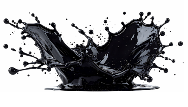 流れるように舞う艶やかな黒いインク｜背景なし・透過PNG・コピースペース