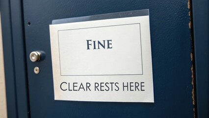 Signage on Door Indicating Fine with Clear Instruction to Rest