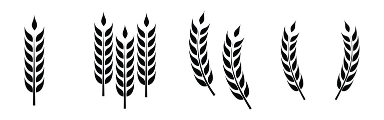 Wheat & Cereal Stalks Vector Icon Set – Silhouettes of Grain, Spikelets, and Agriculture Symbols”Web