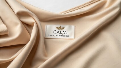 Soft Beige Fabric with Calm Label for Relaxation and Comfort