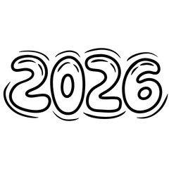 Vector illustration of 2026 doodle text