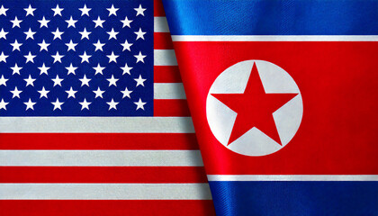 アメリカの国旗と北朝鮮の国旗(USA Flag & north korea flag.)
