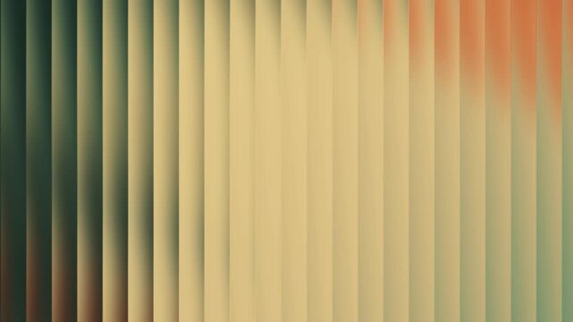 Animation of subtle abstract pattern of vertical blinds with a muted gradient of green and beige, offering a calm and neutral tone
