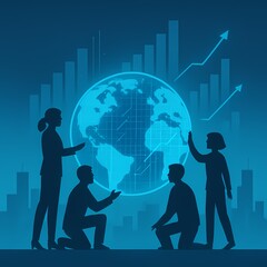 A group of glowing silhouettes collaborating in a futuristic workspace &mdash; symbol of innovation and leadership.
