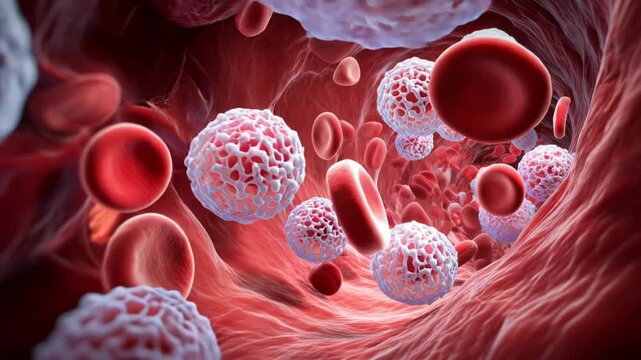 Observe blood cells in action within the human body showcasing their roles and functions