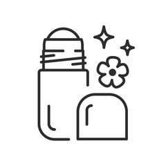 deo roll-on icon, bottle body antiperspirant, roll on deodorant, thin line symbol on white background - editable stroke vector illustration eps10