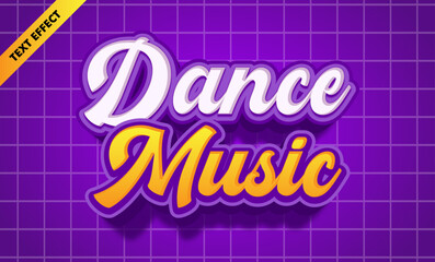 Dance music editable text effect, retro script 3d font, 80s party night title design