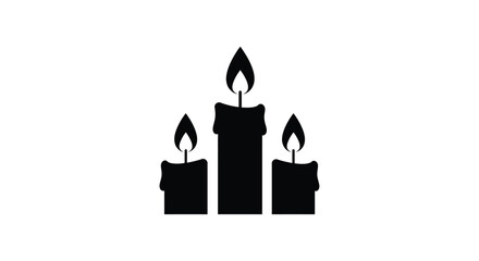 Three silhouette candles burning brightly evoking warmth and ambiance for celebrations and moments of reflection silhouette