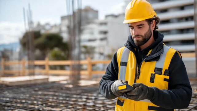 A civil engineer inspecting the foundation of a damaged house, highlighting safety assessment, professional responsibility, and precision in rebuilding safe, sustainable housing. cinematic color