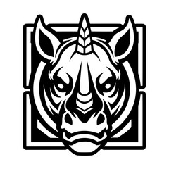 Glyph style icon showing a rhino head