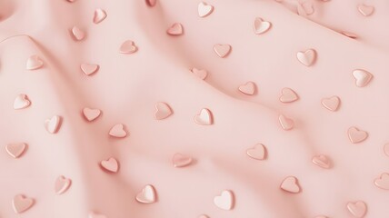 Hearts pink background love valentine romance wedding pastel soft sweet texture pattern romantic gentle 3d