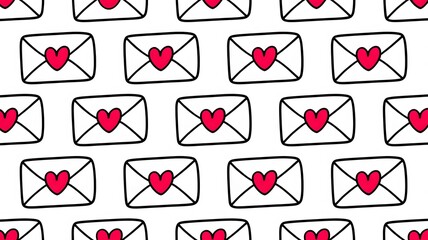 Seamless pattern background with love letter heart envelope valentine romance design illustration art drawing