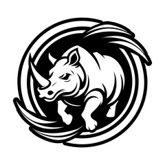 A filled style icon representing a rhino symbol