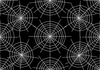 A flat design spider web seamless texture with clean white lines, ideal for spooky backgrounds and modern Halloween graphics, Ai Generate.