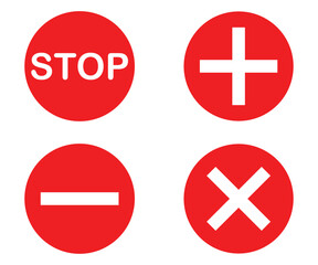 Red Stop Hand Icon – Warning Symbol with Octagon Road Sign Vector