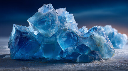 Fototapeta premium Combustible ice, or methane hydrate, is frozen methane in ice, found under oceans or permafrost, potentially easing the global energy crisis if exploited.