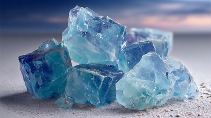 Obraz premium Combustible ice, or methane hydrate, is frozen methane in ice, found under oceans or permafrost, potentially easing the global energy crisis if exploited.