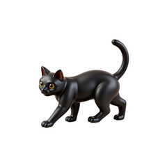 Black cat figurine with arched tail, classic Halloween familiar icon
