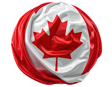 A glossy, realistic rendering of a national symbol draped over a sphere