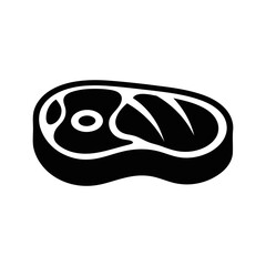 Black and White Minimalist Steak Icon Graphic Design Element