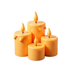 Melted pillar candle set with drips, warm spooky ambiance
