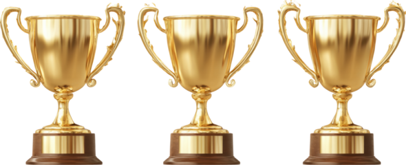 Glorious golden trophy collection embodies triumph and excellence, celebrating