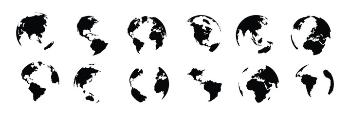 earth icons. Vector graphic illustration. Vector globe icon of the world . globe icons set . World icons set. Earth icon collection . eps 10