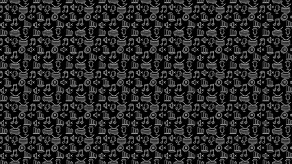 Groovy music pattern perfect for musician branding, party invites, or website backgrounds with a rhythmic vibe and classic musical instruments