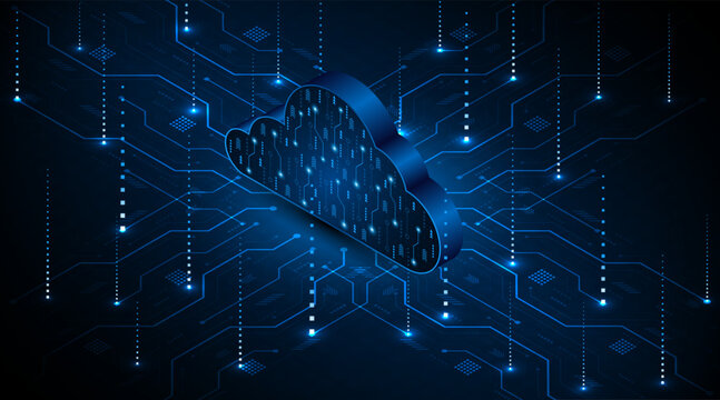 Abstract cloud technology circuit board. Large data center concept. modern cloud storage technology innovation concept background	
