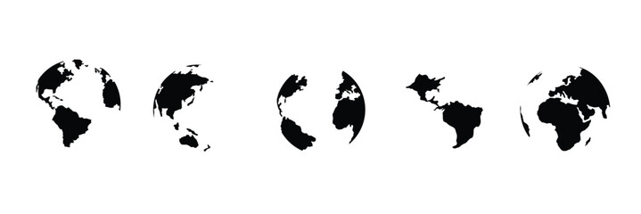 Globe icons set. Planet earth symbol collection.  earth globe silhouette icon on white background . eps 10