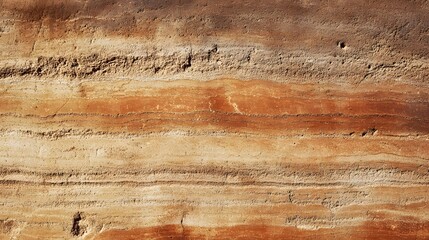 Earthy texture shows beautiful laye of sediment with shades of brown and beige along arid terrain.