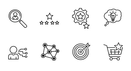 Collection of hand drawn business and technology icons representing growth and success vector
