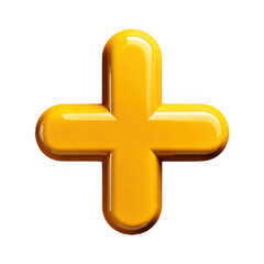 Fototapeta premium Yellow plus sign 3d isolated on transparent background