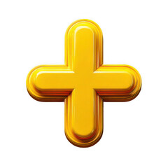Fototapeta premium Yellow plus sign 3d isolated on transparent background