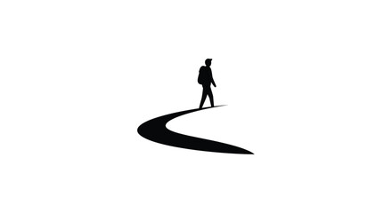 Silhouette of a solitary person walking along a winding path symbolizing journey and life's direction silhouette