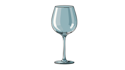 An elegant, empty blue-tinted wine glass standing isolated on a clean white background.