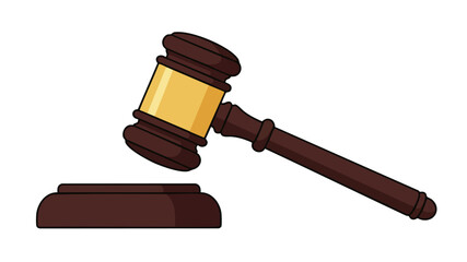 Illustration of a gavel and striking block, used in courtrooms and auctions.