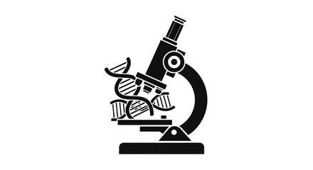 Microscope examining dna helix structure for scientific research and medical discovery vector