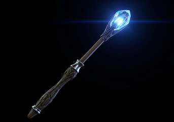 A premium 3D realistic magic wand with a glowing crystal tip, ideal for mystical, fantasy, Ai Generate.